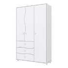 Guarda-roupa 3 Portas 3 Gavetas Adoleta Henn Branco/rosa/cinz