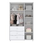 Guarda-roupa 3 Portas 3 Gavetas Adoleta Henn Branco/rosa/cinz