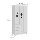 Guarda Roupa 3 Portas 3 Gavetas Bolinha Peroba