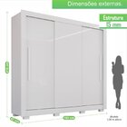 Guarda-roupa 3 Portas 3 Gavetas Cannes Top Branco Neve