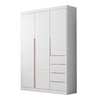 Guarda Roupa 3 Portas 4 Gavetas Branco E Rose Elise Shop Jm B
