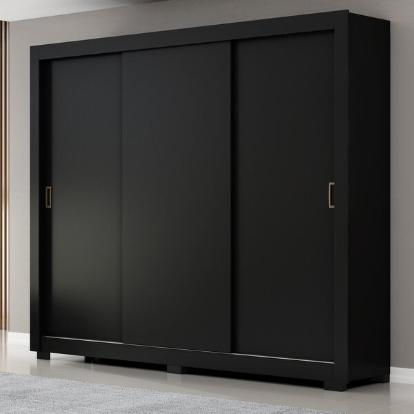 Guarda Roupa 3 Portas 4 Gavetas Com Pés Serenity Yescasa Preto