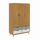 Guarda-roupa 3 Portas 4 Gavetas Em Madeira Maciça Linha Nórdi