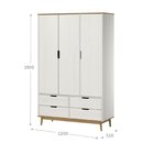 Guarda-roupa 3 Portas 4 Gavetas Em Madeira Maciça Linha Nórdi