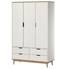 Guarda-roupa 3 Portas 4 Gavetas Em Madeira Maciça Linha Nórdi