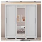 Guarda Roupa 3 Portas 4 Gavetas Espelhos 8 Pés Branco Glass