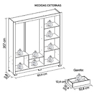 Guarda Roupa 3 Portas 4 Gavetas Espelhos 8 Pés Branco Glass