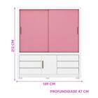 Guarda Roupa 3 Portas 6 Gavetas Arbo Branco/rosa - Demóbile