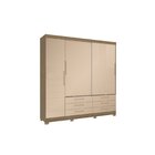 Guarda Roupa 3 Portas 6 Gavetas Com Pés  Nogueira/macadamia