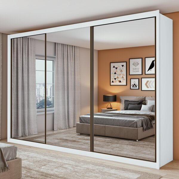 Guarda Roupa 3 Portas 6 Gavetas Super Glass Dante Yescasa