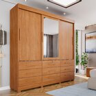 Guarda-roupa 3 Portas 9 Gavetas Com Espelho Florença Espresso