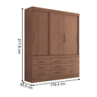 Guarda Roupa 3 Portas 9 Gavetas Detroit Jatobá