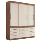 Guarda Roupa 3 Portas 9 Gavetas Detroit Jatobá Areia