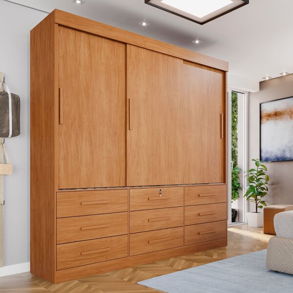 Guarda-roupa 3 Portas 9 Gavetas Florença Espresso Móveis Cina