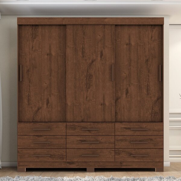 Guarda Roupa 3 Portas 9 Gavetas Ideale Plus Jacaranda