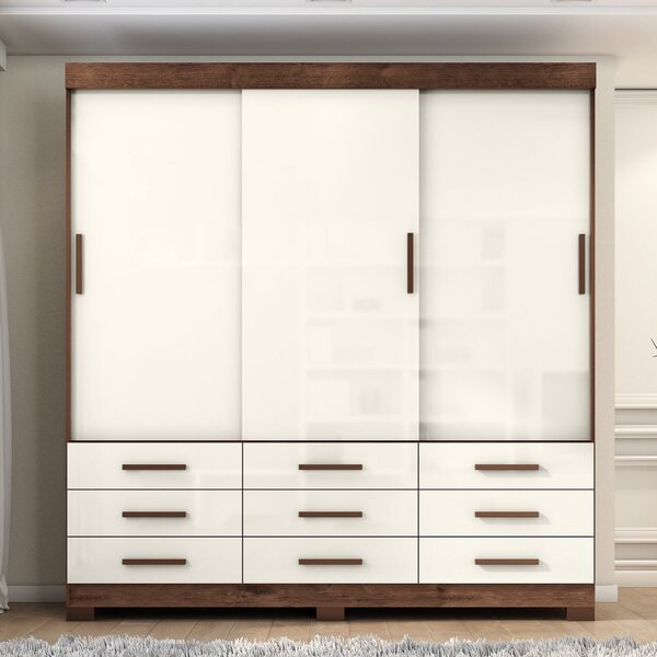 Guarda Roupa 3 Portas 9 Gavetas Ideale Plus Jacaranda/off Whi