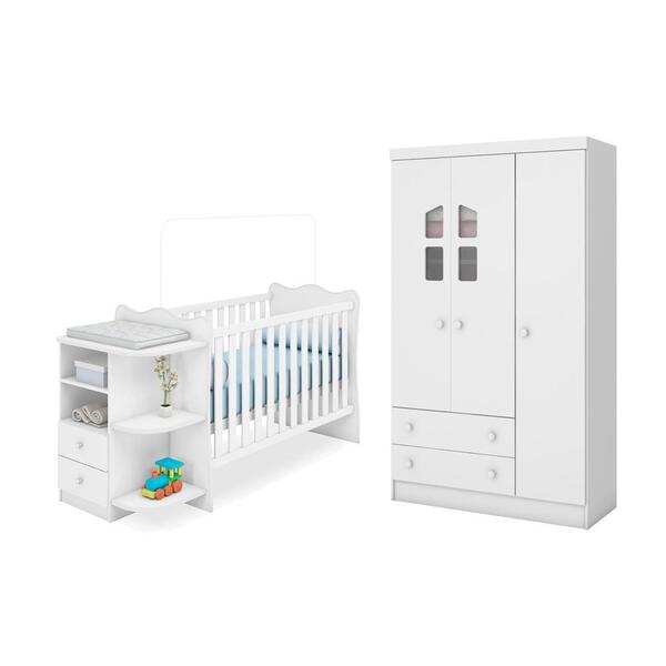 Guarda Roupa 3 Portas Amore E Berço Cômoda Branco – Qmovi