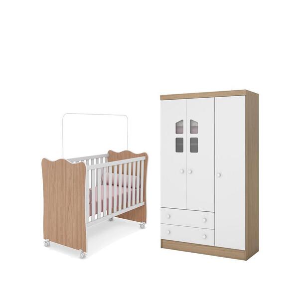 Guarda Roupa 3 Portas Amore E Berço Doce Sonho Branco/carvalh