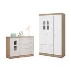 Guarda Roupa 3 Portas Amore E Cômoda Sapateira Branco/carvalh