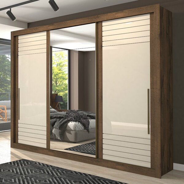 Guarda Roupa 3 Portas Casal Com Espelho Vitória Panan