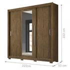 Guarda Roupa 3 Portas Com Espelho 3 Gavetas Castanho Wood