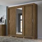 Guarda Roupa 3 Portas Com Espelho 3 Gavetas Castanho Wood