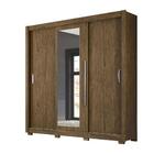 Guarda Roupa 3 Portas Com Espelho 3 Gavetas Castanho Wood