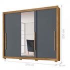 Guarda Roupa 3 Portas Com Espelho 5 Gavetas Cinza