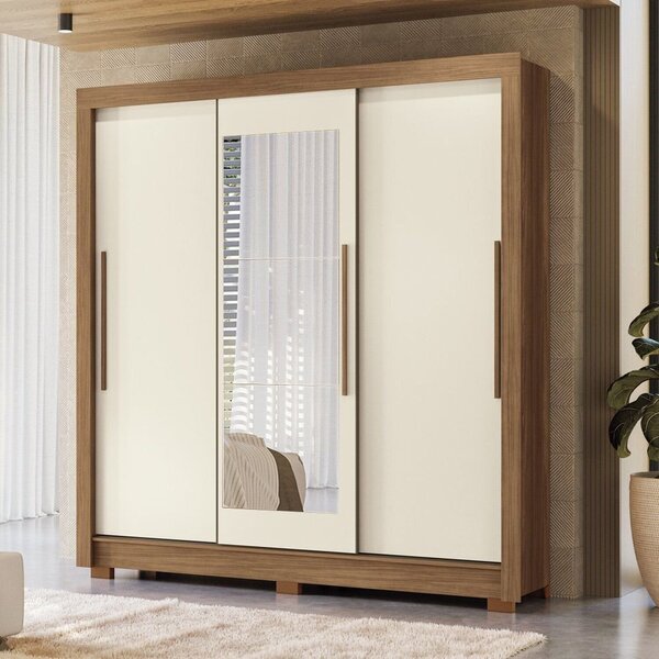 Guarda-roupa 3 Portas Correr 2 Gavetas Com Espelho Maringá Ja