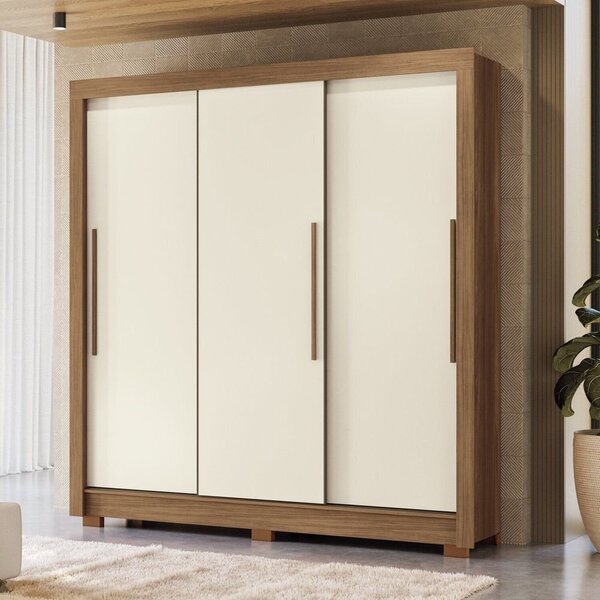 Guarda-roupa 3 Portas Correr 2 Gavetas Maringá Jatobá/areia