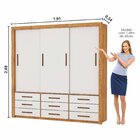 Guarda-roupa 3 Portas Correr 9 Gavetas Anjos Cinamomo/off Whi