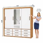 Guarda-roupa 3 Portas Correr Com Espelho 9 Gavetas Anjos Cina