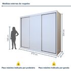 Guarda-roupa 3 Portas De Correr 100% Mdf Branco