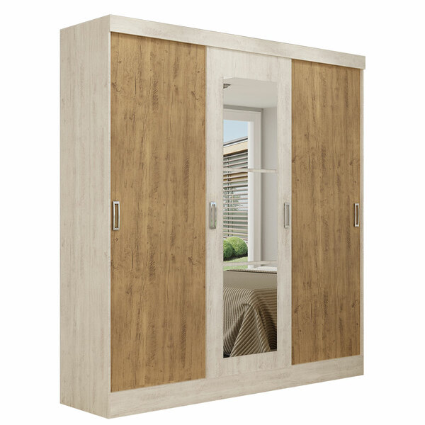 Guarda Roupa 3 Portas De Correr 100% Mdf Viena Maxel Ipê Vani