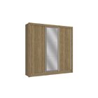 Guarda-roupa 3 Portas De Correr 2 Gavetas Com Espelho Nogueir