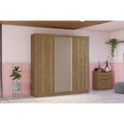 Guarda-roupa 3 Portas De Correr 2 Gavetas Nogueira/fendi