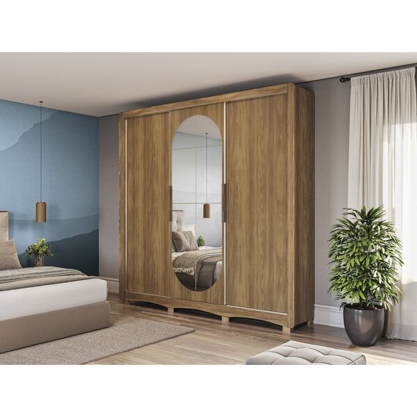 Guarda-roupa 3 Portas De Correr 4 Gavetas Com Pés E Espelho N