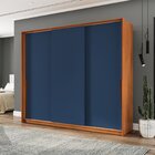 Guarda-roupa 3 Portas De Correr 4 Gavetas Freijó/azul