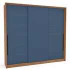 Guarda Roupa 3 Portas De Correr 4 Gavetas Lisboa Freijó/azul