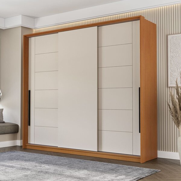 Guarda Roupa 3 Portas De Correr 4 Gavetas Lisboa Freijo/creme