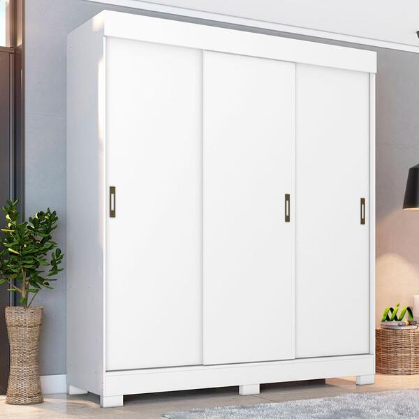 Guarda Roupa 3 Portas De Correr Casal Branco Ártico Rubi Zanz