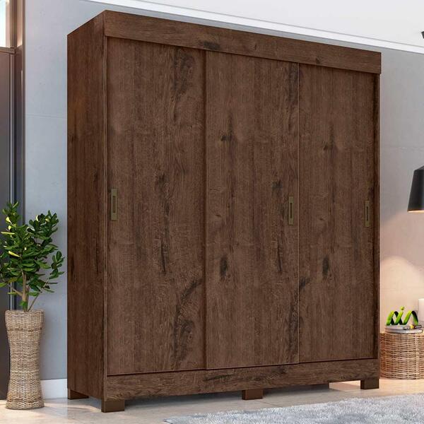 Guarda Roupa 3 Portas De Correr Casal Jacarandá Rubi Zanzini