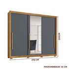 Guarda Roupa 3 Portas De Correr Com Espelho Freijó Cinza Môna