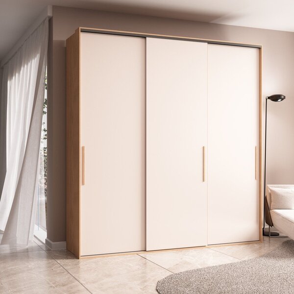 Guarda Roupa 3 Portas De Correr London Carvalho Nature/off Wh