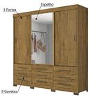 Guarda Roupa 3 Portas Deslizantes 9 Gavetas E Espelho - Rústi