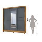 Guarda Roupa 3 Portas Deslizantes C/espelho Cinza Freijo