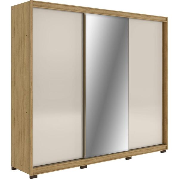 Guarda Roupa 3 Portas Deslizantes Com Espelho Aquiles Carvalh