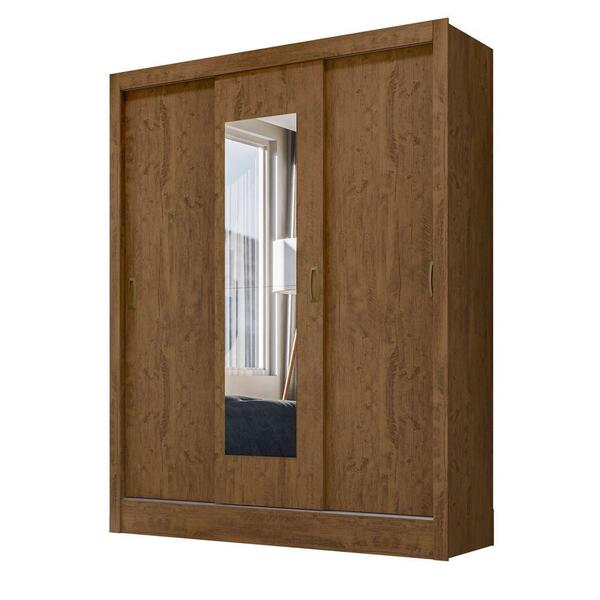 Guarda Roupa 3 Portas Deslizantes Com Espelho Bolívia Castanh