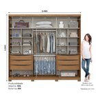 Guarda-roupa 3 Portas Deslizantes Com Espelho Fazano Nature/o