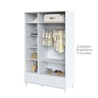 Guarda-roupa 3 Portas E 2 Gavetas Coleção Fofura Branco Aceti